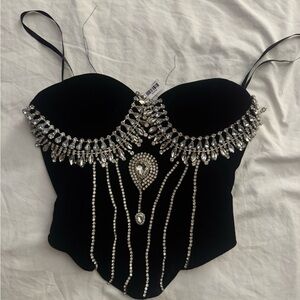 AKIRA Black and Silver Embellished Camisole